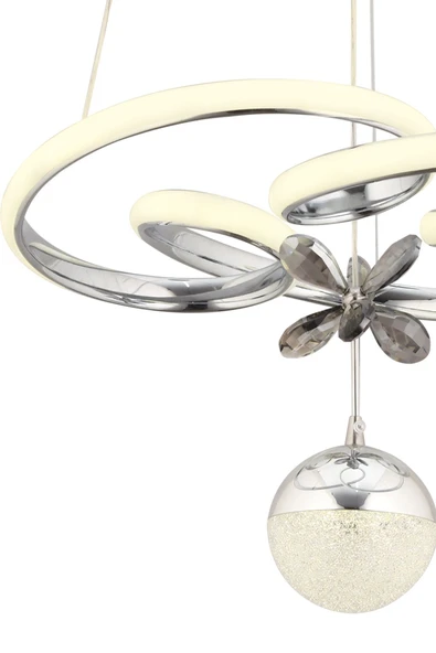 Capella Aydınlatma Dante Kumandalı 3 Renk Işık Özellikli Modern Krom Kaplama Sarkıt Led Avize Salon Avize - 8