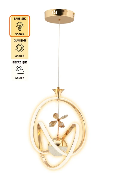 Capella Aydınlatma Happy Kumandalı 3 Renk Işık Özellikli Dimmerli Modern Kaplama Sarkıt Led Avize Salon Mutfak Avize - 4