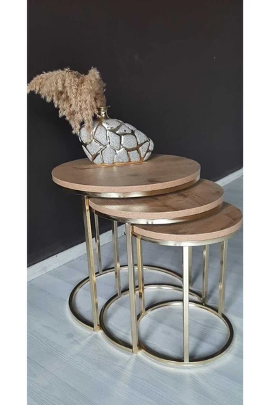 FAYMEND Ecol Desing Lüx Zigon Sehpa Altın Rivoli - 5