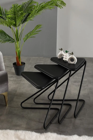 FAYMEND Bumerang 3lü Set Sehpa 'Mat Siyah' ürün görseli 1