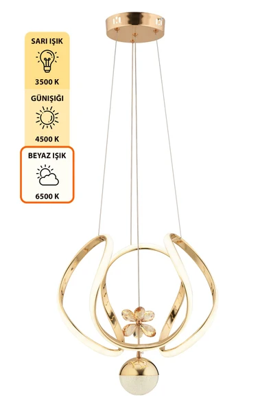 Capella Aydınlatma Kumandalı 3 Renk Işık Özellikli Modern Kaplama Sarkıt Led Avize Salon Avize - 6