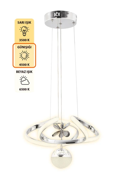 Capella Aydınlatma Alfa Kumandalı 3 Renk Işık Özellikli Modern Kaplama Sarkıt Led Avize Salon Avize - 6