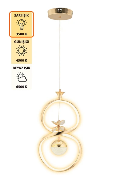 Capella Aydınlatma Kumandalı 3 Renk Işık Özellikli Modern Kaplama Sarkıt Led Avize Salon Avize - 4