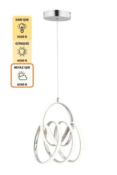 Capella Aydınlatma Kumandalı 3 Renk Işık Özellikli Modern Kaplama Sarkıt Led Avize Salon Avize - 6