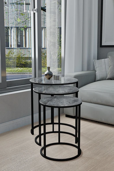 EMGA HOME Lisa Zigon Sehpa - Antrasit Mermer