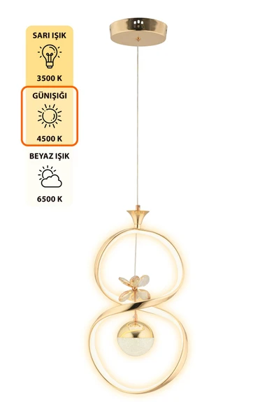 Capella Aydınlatma Kumandalı 3 Renk Işık Özellikli Modern Kaplama Sarkıt Led Avize Salon Avize - 5