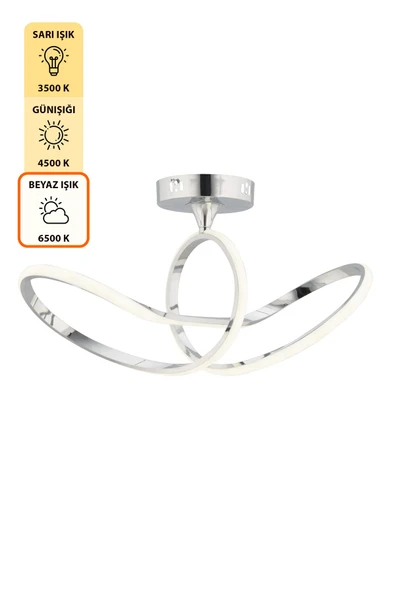 Capella Aydınlatma Kumandalı 3 Renk Işık Özellikli Modern Kaplama Sarkıt Led Avize Salon Avize - 6