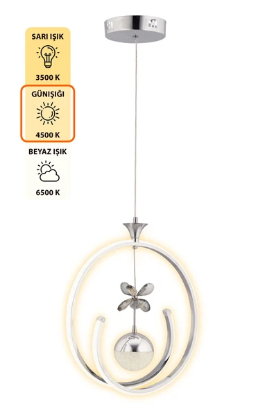 Capella Aydınlatma Kumandalı 3 Renk Işık Özellikli Modern Kaplama Sarkıt Led Avize Salon Avize - 5