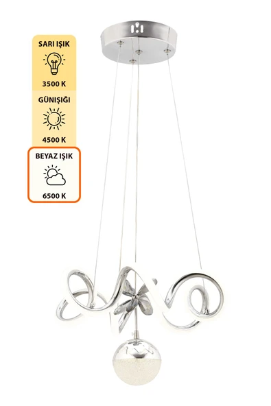 Capella Aydınlatma Markus Kumandalı 3 Renk Işık Özellikli Dimmerli Modern Kaplama Sarkıt Led Avize Salon Mutfak Avize - 6