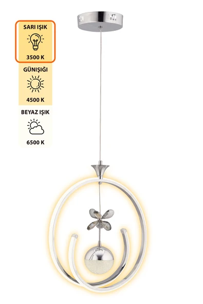 Capella Aydınlatma Kumandalı 3 Renk Işık Özellikli Modern Kaplama Sarkıt Led Avize Salon Avize - 4