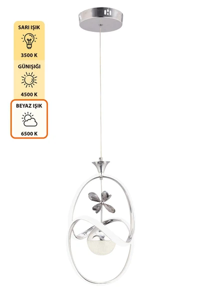 Capella Aydınlatma Stella Kumandalı 3 Renk Işık Özellikli Modern Krom Kaplama Sarkıt Led Avize Salon Avize - 6