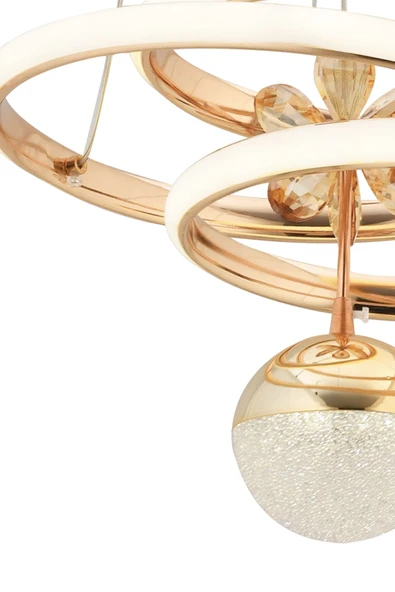 Capella Aydınlatma Sara Kumandalı 3 Renk Işık Özellikli Dimmerli Modern Kaplama Sarkıt Led Avize Salon Mutfak Avize - 7