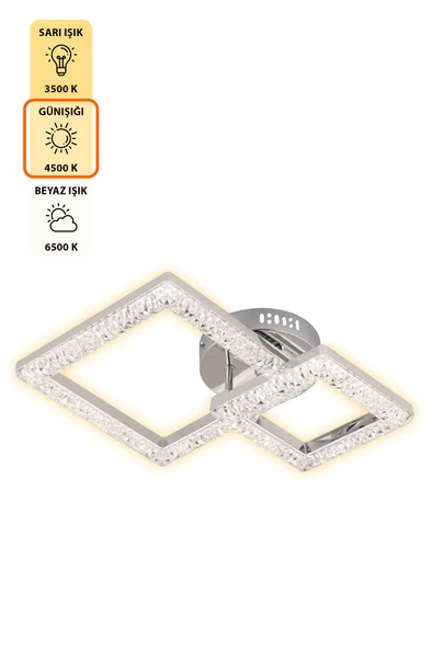 Capella Aydınlatma Kumandalı 3 Renk Işık Özellikli Dimmerli Modern Kaplama Plafonyer Led Avize Salon Mutfak Avize - 5