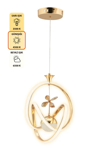 Capella Aydınlatma Happy Kumandalı 3 Renk Işık Özellikli Dimmerli Modern Kaplama Sarkıt Led Avize Salon Mutfak Avize - 5