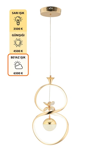 Capella Aydınlatma Kumandalı 3 Renk Işık Özellikli Modern Kaplama Sarkıt Led Avize Salon Avize - 6