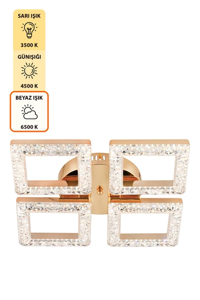 Capella Aydınlatma Kumandalı 3 Renk Işık Özellikli Dimmerli Modern Kaplama Plafonyer Led Avize Salon Mutfak Avize - 6