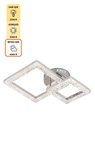 Capella Aydınlatma Kumandalı 3 Renk Işık Özellikli Dimmerli Modern Kaplama Plafonyer Led Avize Salon Mutfak Avize - 6