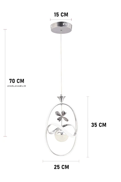 Capella Aydınlatma Stella Kumandalı 3 Renk Işık Özellikli Modern Krom Kaplama Sarkıt Led Avize Salon Avize - 7