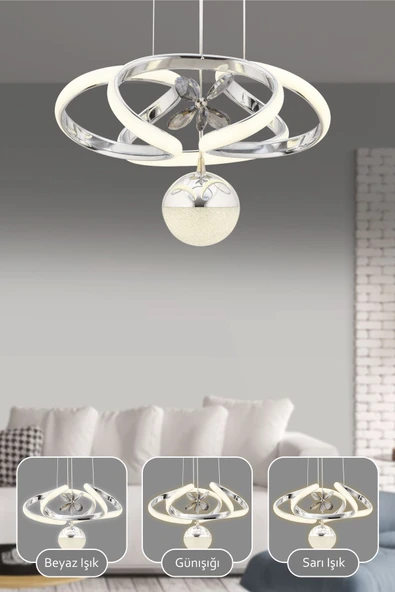 Capella Aydınlatma Alfa Kumandalı 3 Renk Işık Özellikli Modern Kaplama Sarkıt Led Avize Salon Avize - 2