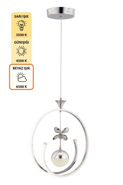 Capella Aydınlatma Kumandalı 3 Renk Işık Özellikli Modern Kaplama Sarkıt Led Avize Salon Avize - 6