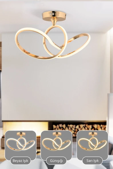 Capella Aydınlatma Kumandalı 3 Renk Işık Özellikli Modern Kaplama Sarkıt Led Avize Salon Avize - 2