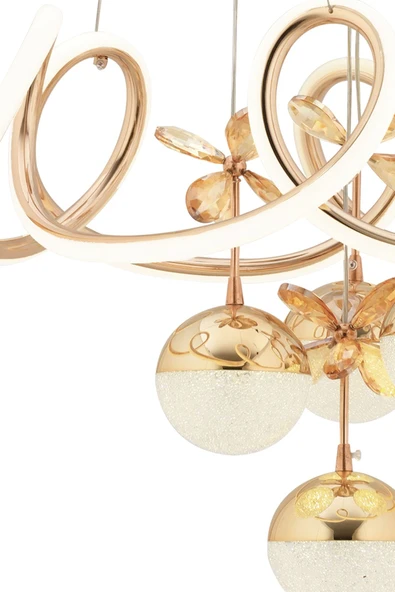 Capella Aydınlatma Aron Kumandalı 3 Renk Işık Özellikli Dimmerli Modern Kaplama Sarkıt Led Avize Salon Hol Mutfak Avize - 7