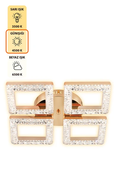 Capella Aydınlatma Kumandalı 3 Renk Işık Özellikli Dimmerli Modern Kaplama Plafonyer Led Avize Salon Mutfak Avize - 5