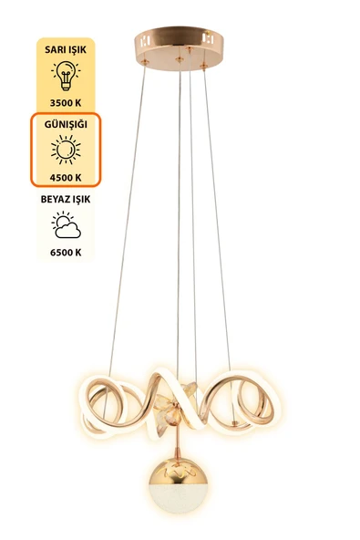 Capella Aydınlatma Markus Kumandalı 3 Renk Işık Özellikli Dimmerli Modern Kaplama Sarkıt Led Avize Salon Mutfak Avize - 5