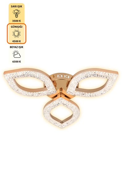 Capella Aydınlatma Kumandalı 3 Renk Işık Özellikli Dimmerli Modern Kaplama Plafonyer Led Avize Salon Mutfak Avize - 5