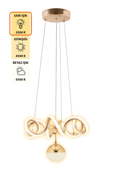 Capella Aydınlatma Markus Kumandalı 3 Renk Işık Özellikli Dimmerli Modern Kaplama Sarkıt Led Avize Salon Mutfak Avize - 4