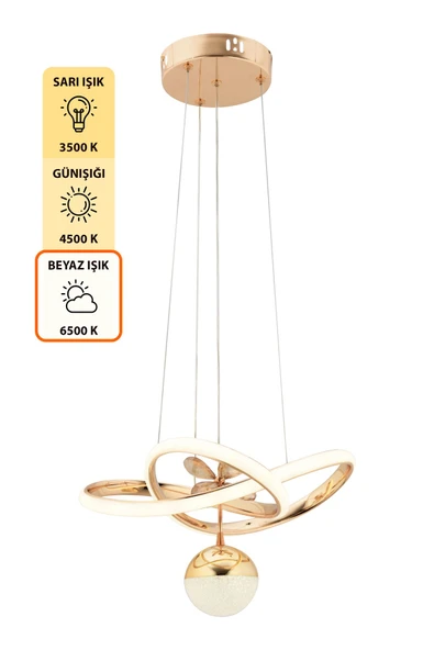 Capella Aydınlatma Rita Kumandalı 3 Renk Işık Özellikli Dimmerli Modern Kaplama Sarkıt Led Avize Salon Mutfak Avize - 6