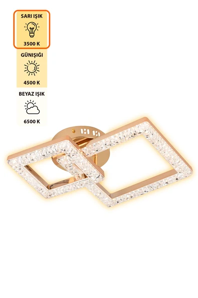 Capella Aydınlatma Kumandalı 3 Renk Işık Özellikli Dimmerli Modern Kaplama Plafonyer Led Avize Salon Mutfak Avize - 4