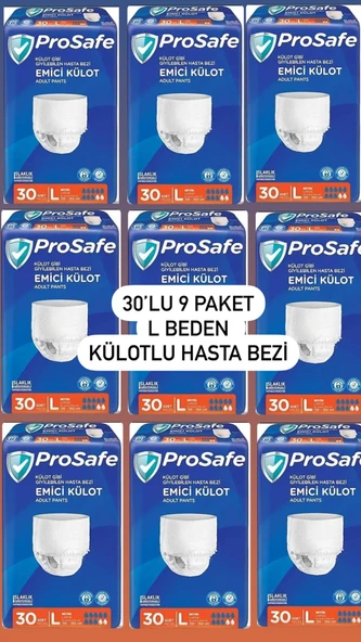Prosafe Emici Külot Büyük Boy L 30'lU 9 PAKET Hasta Bezi
