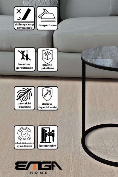 EMGA HOME Lisa Zigon Sehpa - Antrasit Mermer - Resim 4