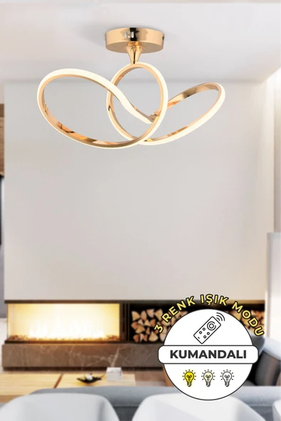 Capella Aydınlatma Kumandalı 3 Renk Işık Özellikli Modern Kaplama Sarkıt Led Avize Salon Avize