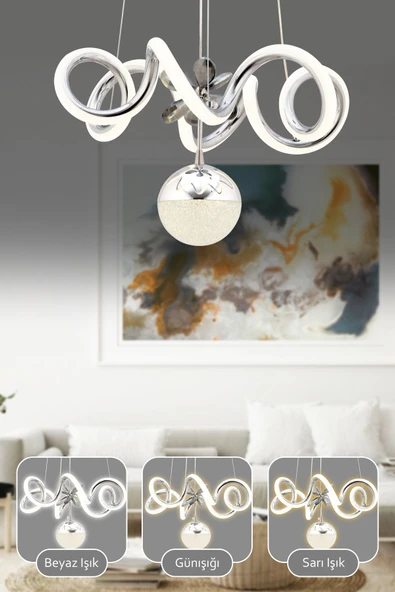 Capella Aydınlatma Markus Kumandalı 3 Renk Işık Özellikli Dimmerli Modern Kaplama Sarkıt Led Avize Salon Mutfak Avize - 2