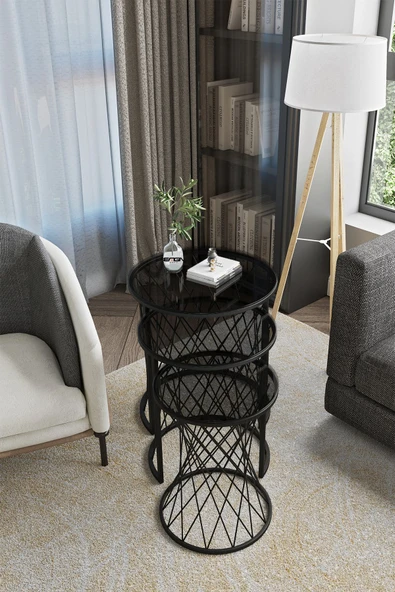 EMGA HOME Zenith zigon sehpa - Füme CAM ürün görseli 1