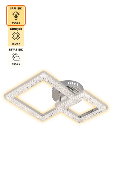 Capella Aydınlatma Kumandalı 3 Renk Işık Özellikli Dimmerli Modern Kaplama Plafonyer Led Avize Salon Mutfak Avize - 4