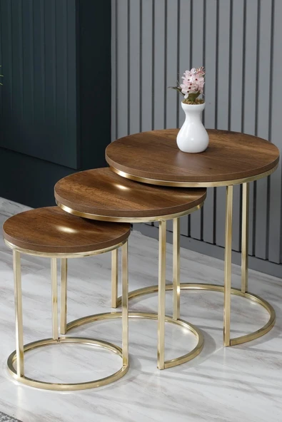 FAYMEND 3lü Lüx C Zigon Sehpa Gold Barok ürün görseli 1