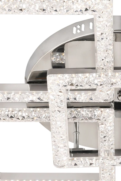 Capella Aydınlatma Kumandalı 3 Renk Işık Özellikli Dimmerli Modern Kaplama Plafonyer Led Avize Salon Mutfak Avize - 7