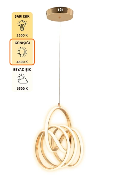 Capella Aydınlatma Kumandalı 3 Renk Işık Özellikli Modern Kaplama Sarkıt Led Avize Salon Avize - 5