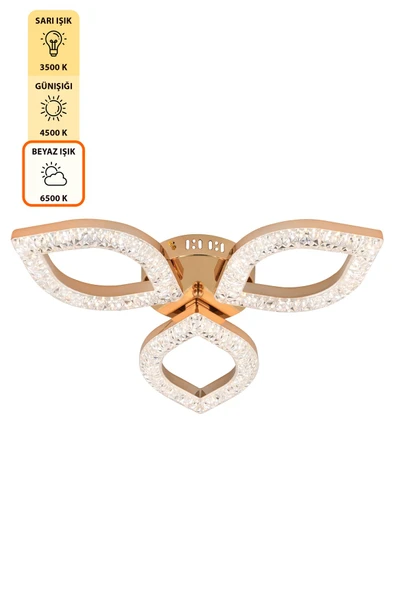 Capella Aydınlatma Kumandalı 3 Renk Işık Özellikli Dimmerli Modern Kaplama Plafonyer Led Avize Salon Mutfak Avize - 6