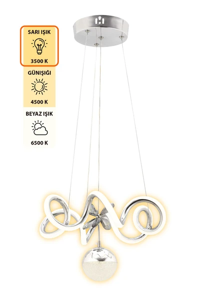 Capella Aydınlatma Markus Kumandalı 3 Renk Işık Özellikli Dimmerli Modern Kaplama Sarkıt Led Avize Salon Mutfak Avize - 4