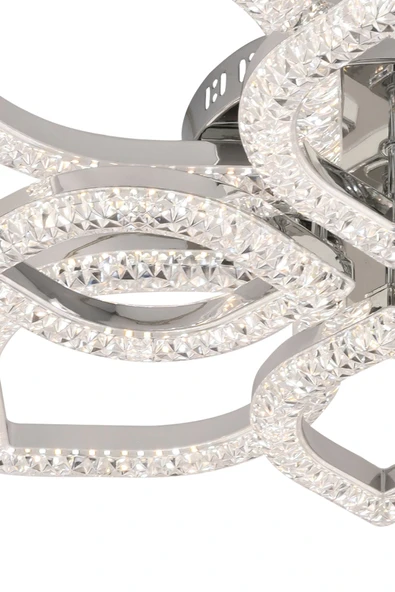 Capella Aydınlatma Kumandalı 3 Renk Işık Özellikli Dimmerli Modern Kaplama Plafonyer Led Avize Salon Mutfak Avize - 7