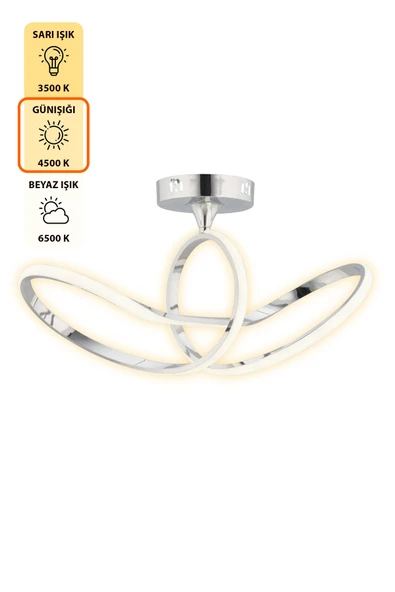 Capella Aydınlatma Kumandalı 3 Renk Işık Özellikli Modern Kaplama Sarkıt Led Avize Salon Avize - 5