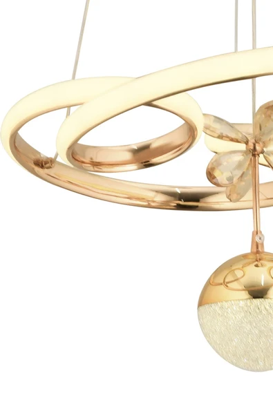 Capella Aydınlatma Dante Kumandalı 3 Renk Işık Özellikli Modern Gold Kaplama Sarkıt Led Avize Salon Avize - 8