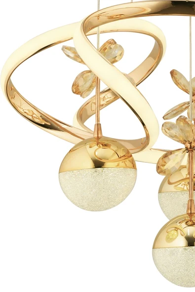 Capella Aydınlatma Octavia Kumandalı 3 Renk Işık Özellikli Modern Gold Kaplama Sarkıt Led Avize Salon Avize - 8