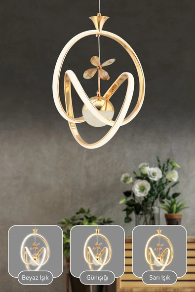 Capella Aydınlatma Happy Kumandalı 3 Renk Işık Özellikli Dimmerli Modern Kaplama Sarkıt Led Avize Salon Mutfak Avize - 2