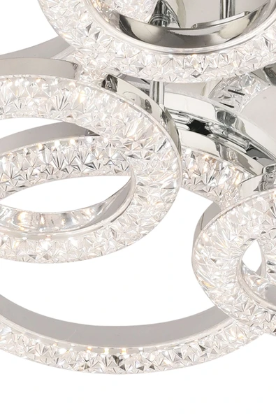 Capella Aydınlatma Kumandalı 3 Renk Işık Özellikli Dimmerli Modern Kaplama Plafonyer Led Avize Salon Mutfak Avize - 7