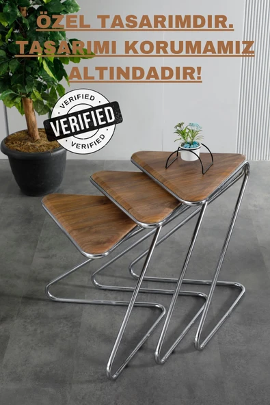 FAYMEND Mdf Bumerang 3lü Sehpa 'gümüş Ceviz' - 5